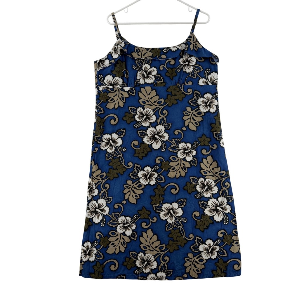 Hoku Dress Womens 2XL Blue Floral Scoop Neck Sleeveless Sundress Hawaii Tropical